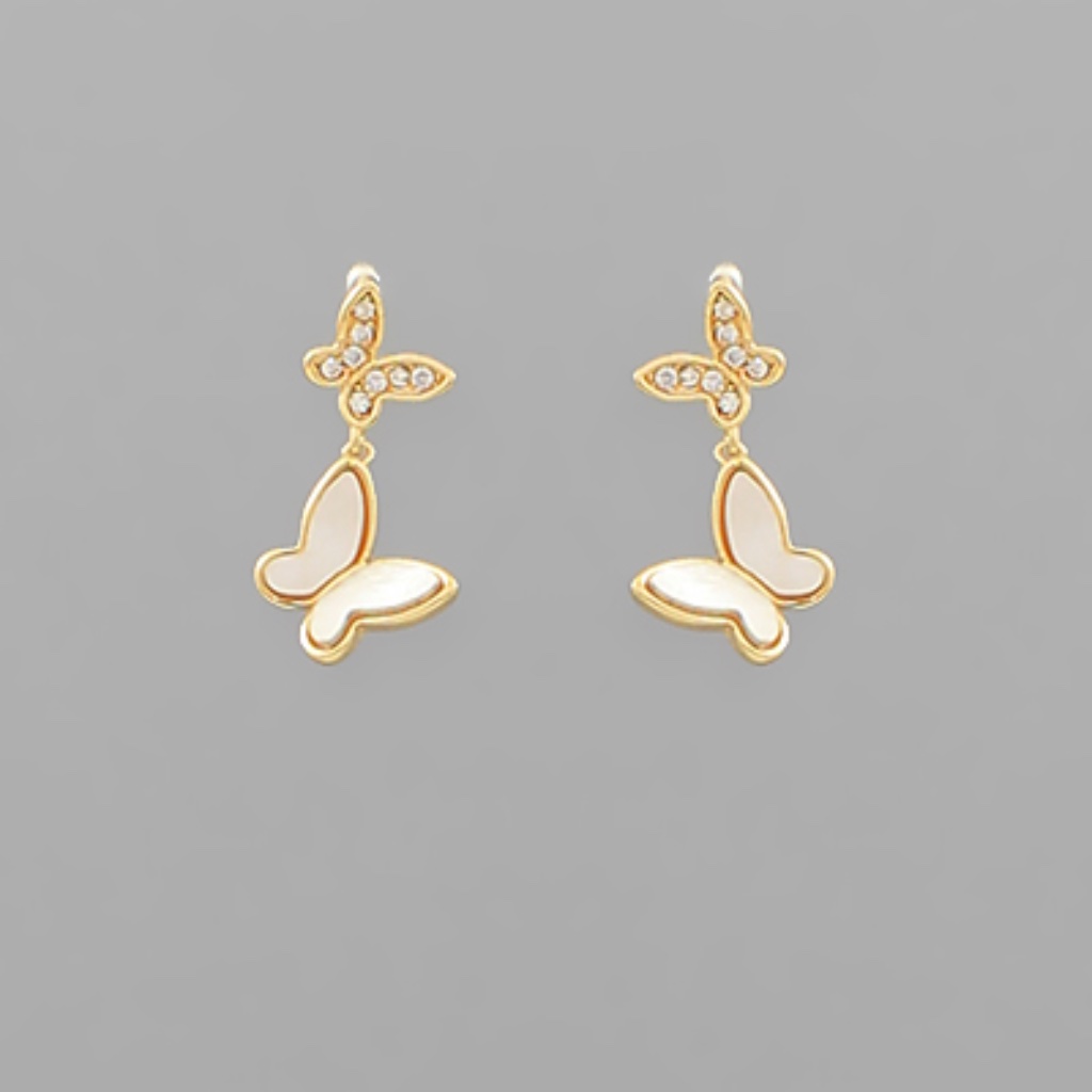 Cz Mop Butterfly Dangle Earrings 78$